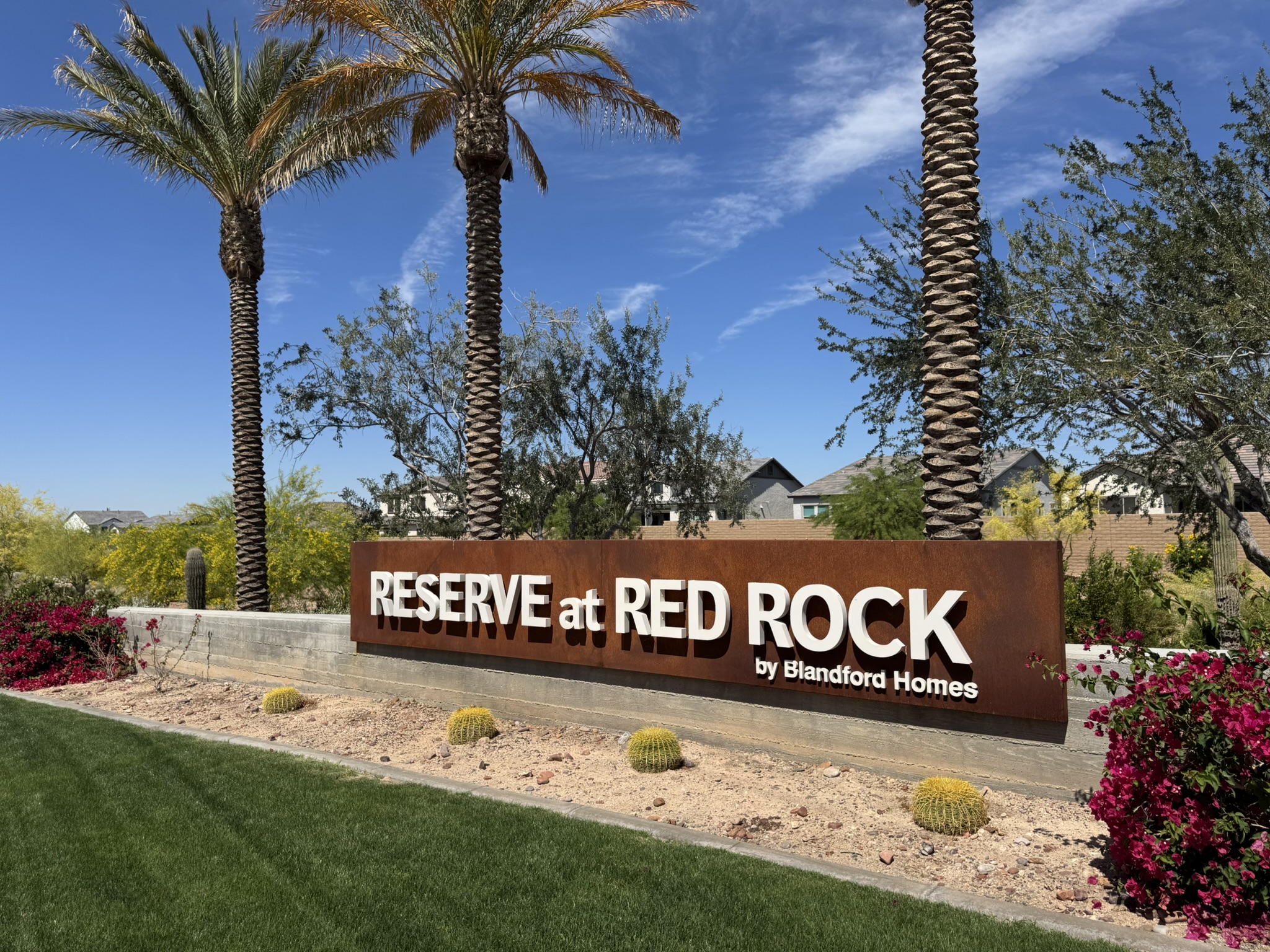 Reserve at Red Rock monument sign at entrance to neighborhood